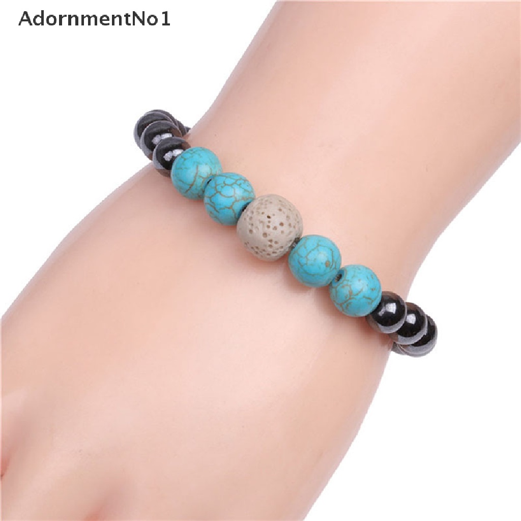 (AdornmentNo1) Gelang Tangan Batu Lava Magnet Untuk Terapi Kesehatan / Menurunkan Berat Badan