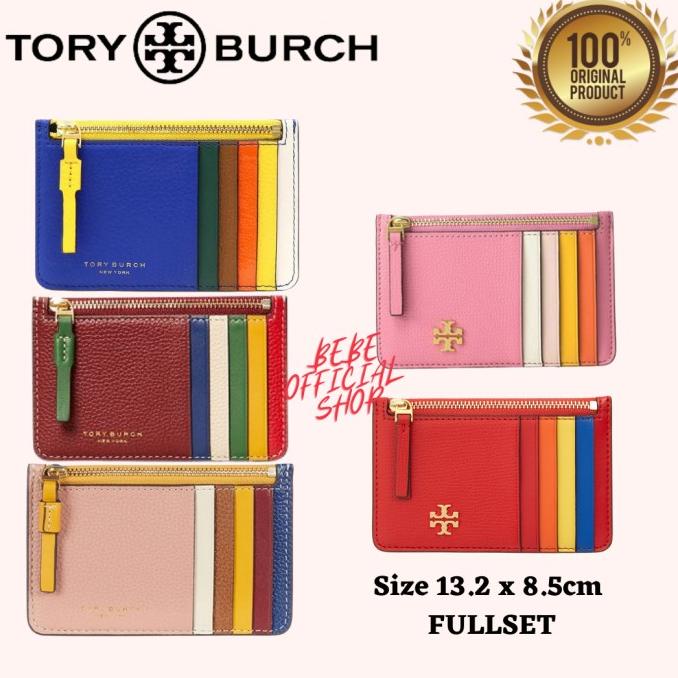 PROMO DOMPET WANITA [ORIGINAL] TORY BURCH PERRY TOP ZIP CARD CASE COLORBLOCK TB WALLET DISCOUNT