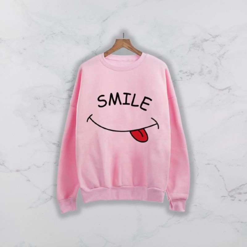 ALESHA [BISA COD] Switer Sweter Sweater Thrift Crewneck Wanita Murah [SMILE]