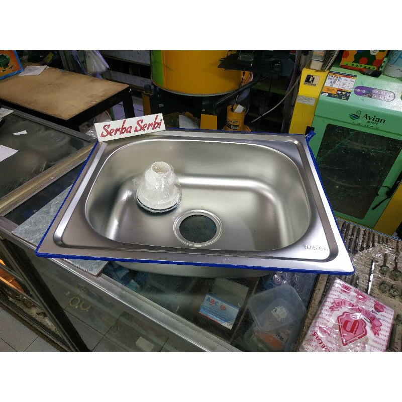(BCP 1 LUBANG 50x40 TANPA SAYAP) Bak cuci piring stainless+avur