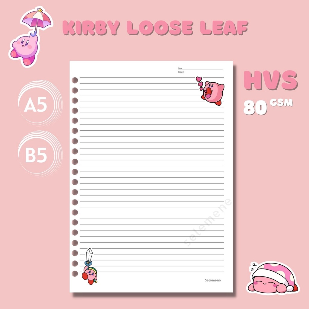 Jual Loose Leaf Kirby Hvs Refill Binder Kirby Lucu Shopee Indonesia