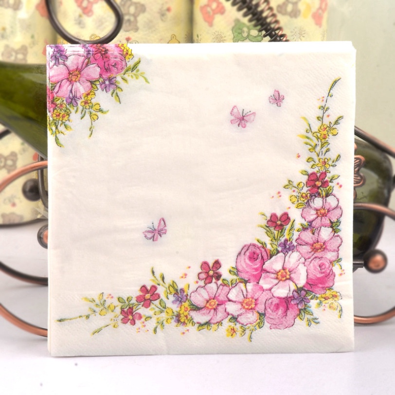 Flower Paper Napkins Print Tissue Napkins Decoration Serviettes 20pcs/pack