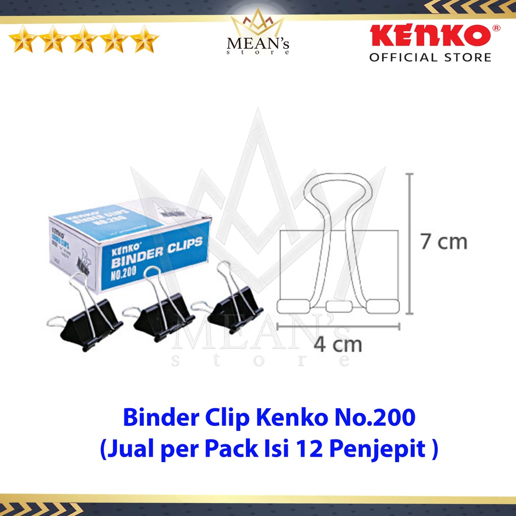 Binder Clip Kenko No.200 / Penjepit Kertas / Clip Hitam