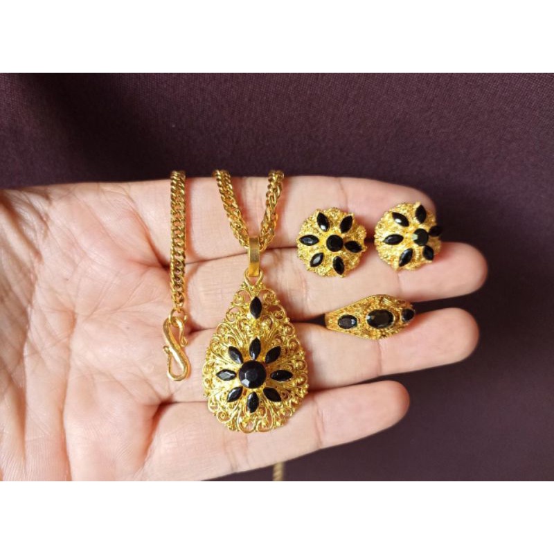 set perhiasan alpaka bali lapis emas