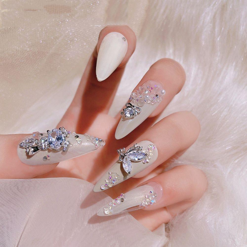 Mxbeauty Nail Art Berlian Imitasi Mewah Kelinci Kupu-Kupu Bintang Bulan Rantai Liontin Perhiasan Kuku DIY