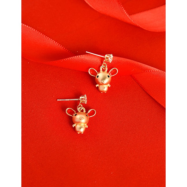 LRC Anting tusuk Fashion Golden Blessed Earrings With Diamonds