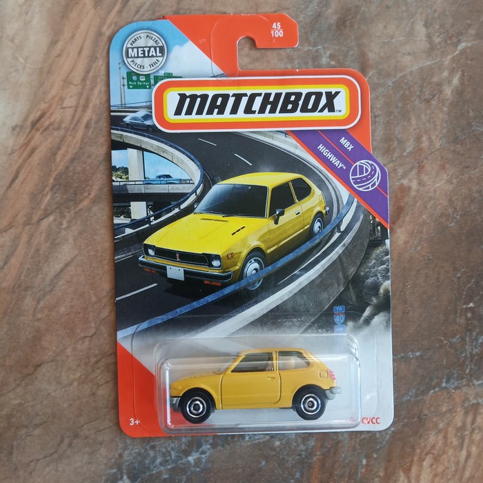 DIECAST MATCHBOX 1976 HONDA CVCC KUNING MOBIL MOBILAN