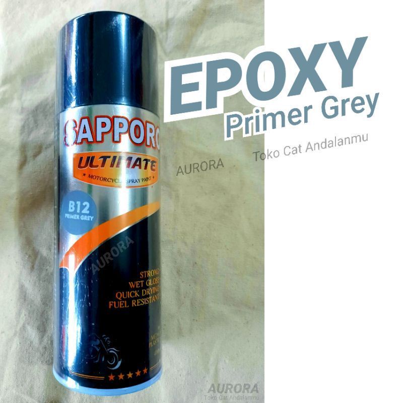 Pilok Pylox Cat Semprot Sapporo Primer Grey B12* 400ml Poksi Poxi Poxy Epoksi Epoxy Surfacer Dasaran