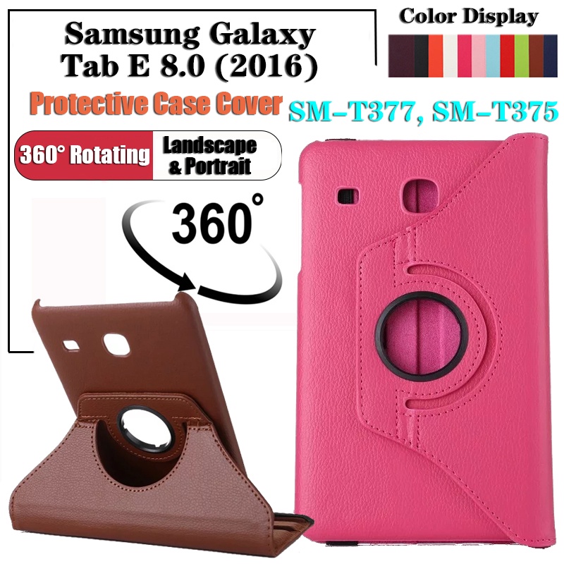 Casing Untuk Samsung Galaxy Tab E 8.0 (2016) SM-T377 SM-T375 SM-T378V SM-T377P T377R T377A T377W T377V Fashion Flip Leather Case Tablet Pelindung Kulit360° Cover Stand Putar