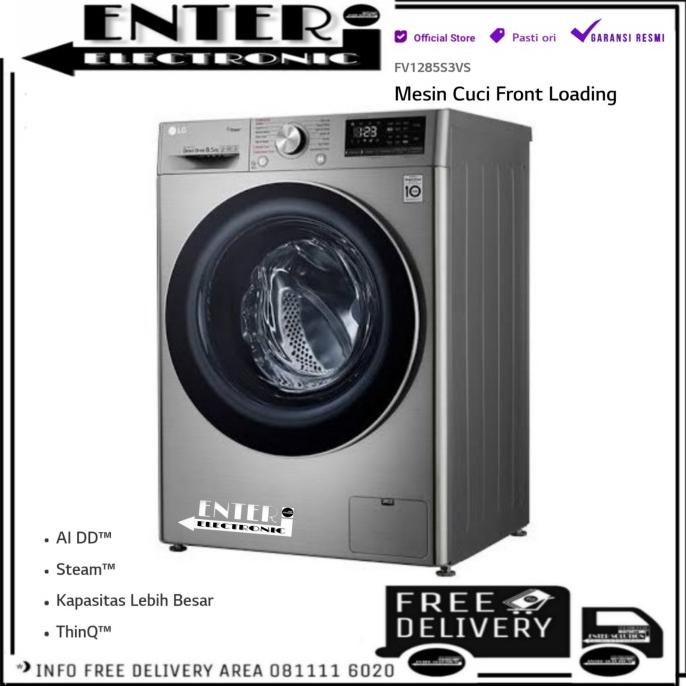 LG FV1285S3VS - MESIN CUCI FRONT LOADING LG INVERTER 8,5KG FV 1285S3VS