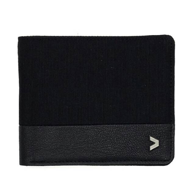Kalibre 995138-000 Dompet Pria Kanvas Kulit Asli Horizontal Hitam Men Wallet