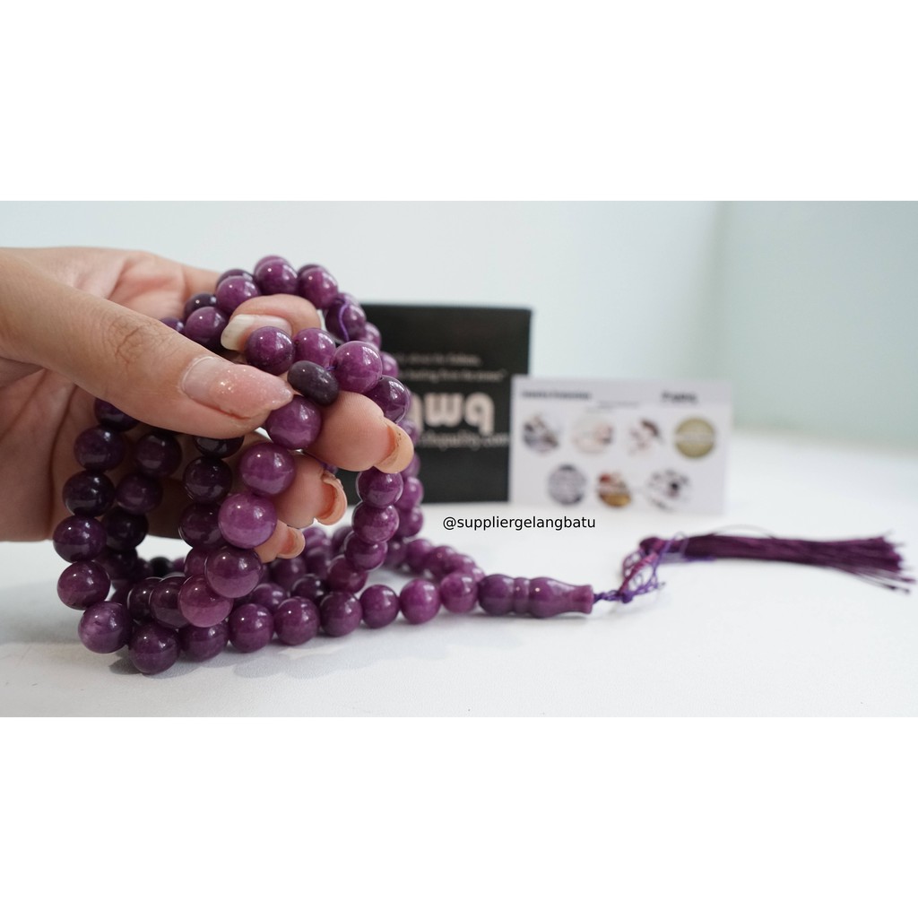 tasbih batu PURPLE AGATE 8mm 99 butir premium tasbeh agatis akik ungu