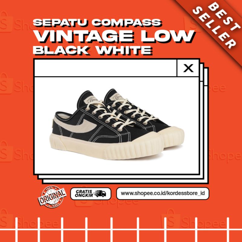 COMPASS VINTAGE LOW BLACK WHITE