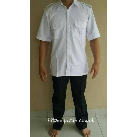 Atasan Baju Pdh putih Polos Pria guru, pegawai dinas kesehatan PNS