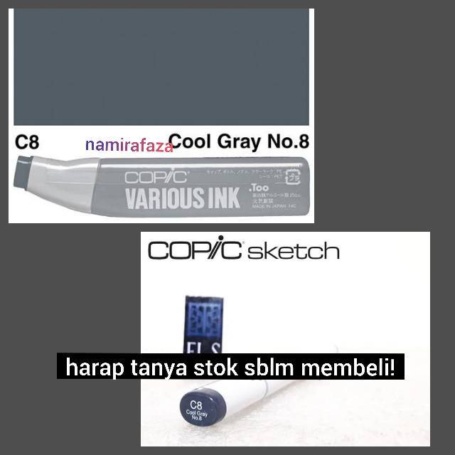 

WAJIB TANYA STOK! COPIC SKETCH MARKER C8 COOL GRAY REFILL ISI REFIL