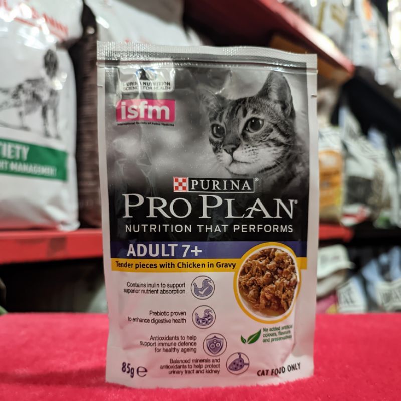 Proplan Sachet Adult Chicken in Gravy 7+ 85gr - Makanan Kucing Pro Plan Pouch