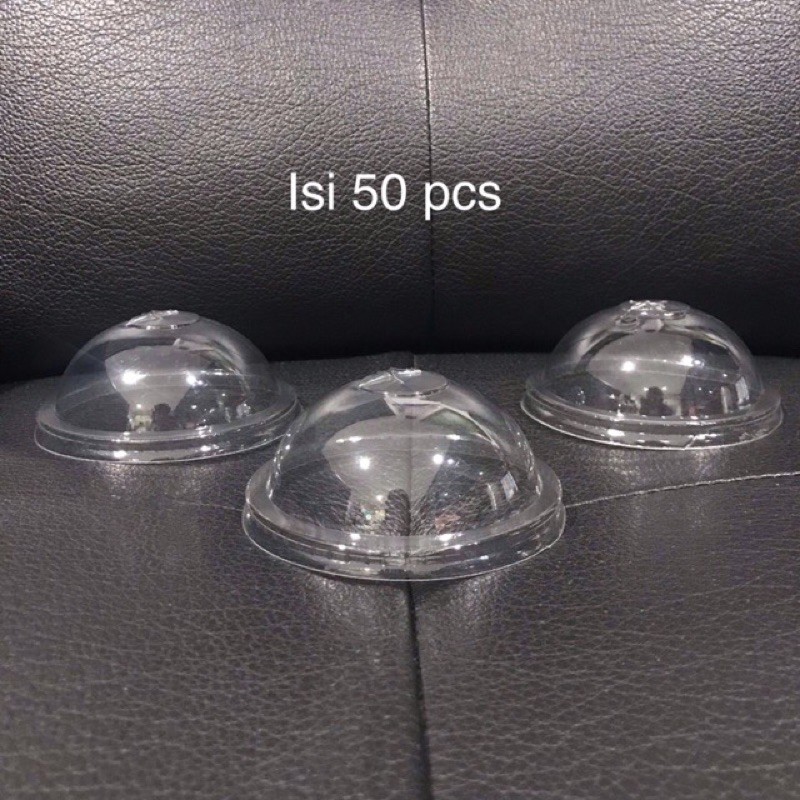 Grosir 50pcs Tutup Gelas Plastik Cup Bening 16Oz 14Oz 12Oz Pop ice thai tea Minuman Kekinian