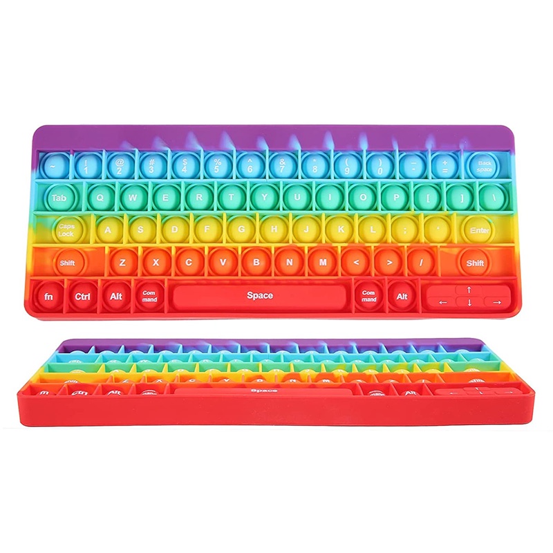 New Keyboard Fidget Toys Multi-color Pop Its With Word for Kid to Antistress Desktop Hight Quality Push Bubble Silicone