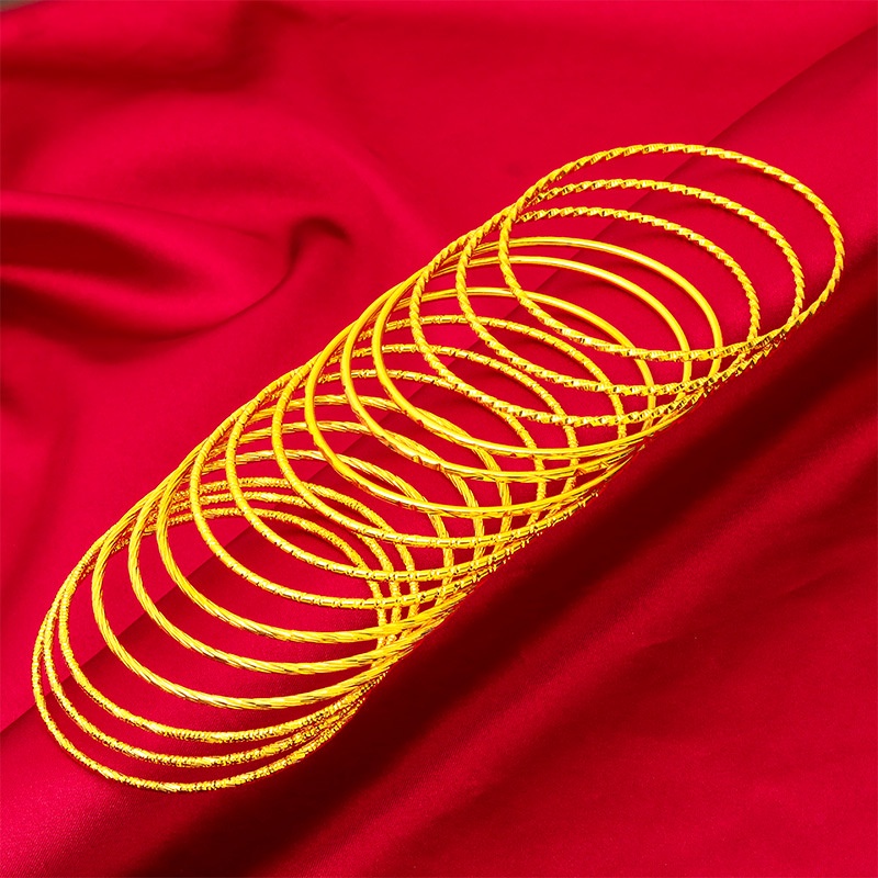 Gelang Lapis Emas Asli Kadar 375 Bentuk Lingkaran Gaya Bohemian Untuk Wanita