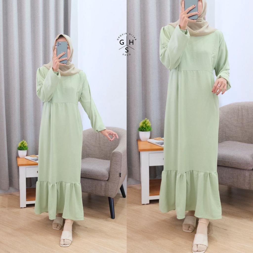 (AMD) GAMIS MIDI HANNY DRESS DUYUNG ATASAN WANITA CRINCLE AIRFLOW