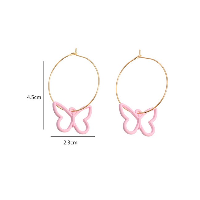 LRC Anting Tusuk Fashion Butterfly Alloy Hollow Geometric Earrings K27010