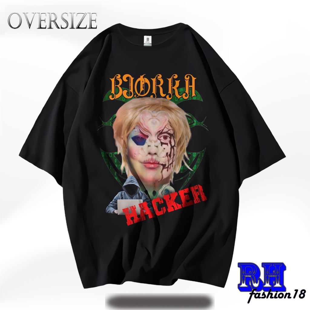 Kaos Hacker Bjorka nism Viral Oversize Vintage Tees