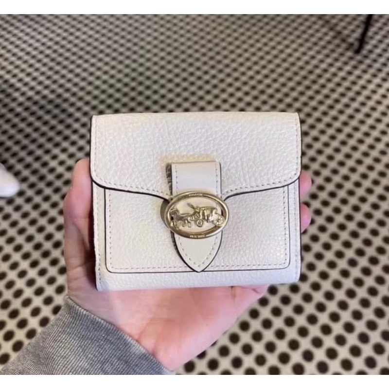 Coach Georgie Small Wallet In Signature Pebble White (C6654)