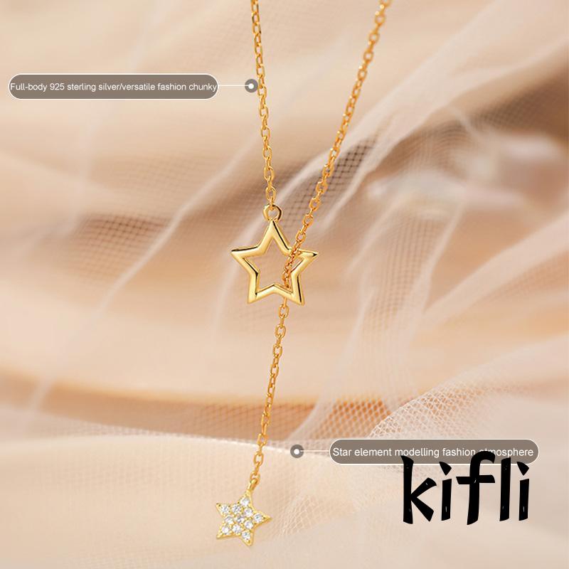 Kalung Rantai,Wanita Desain Bintang,Hollow Out Hias,Berlian Rumbai