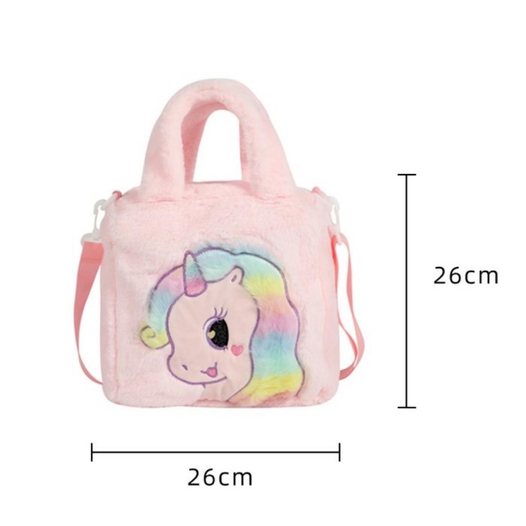 Tas Selempang Unicorn Sling Bag tas fluffy bulu unicorn kado ultah anak perempuan kado unicorn