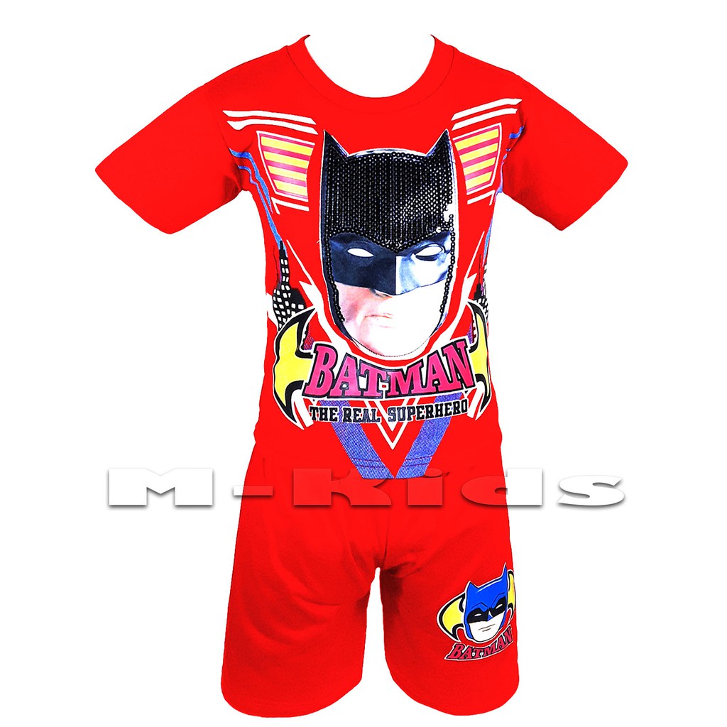 MKids88 - Baju Setelan Anak Laki-Laki Mata Nyala Lampu LED Superhero Karakter BATMAN