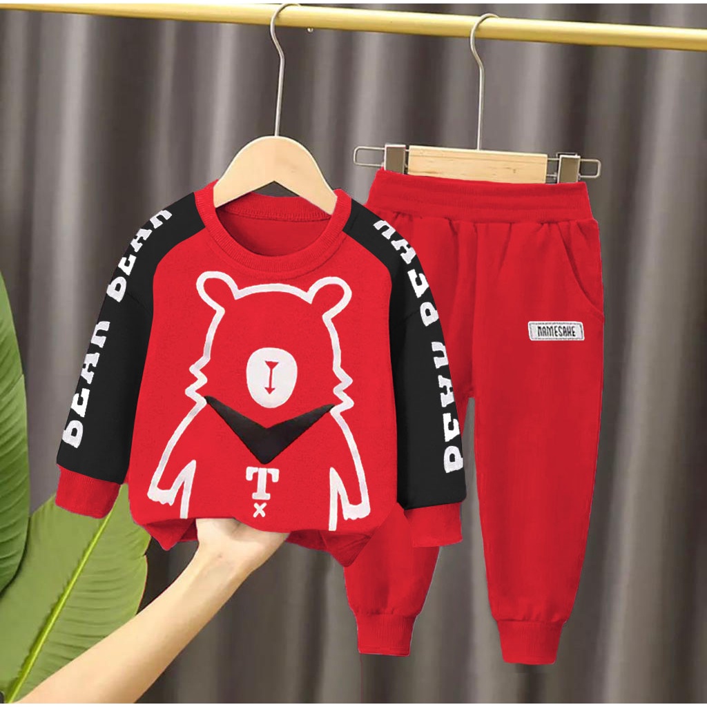 PROMO SETELAN SWEATER ANAK MOTIF PANDA DASI 1-5 TAHUN SETELAN SWEATER ANAK LAKI LAKI DAN PEREMPUAN TERBARU