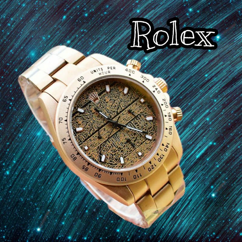 Jam Rolex rantai gold - chrono aktif + free gelang ( model random)