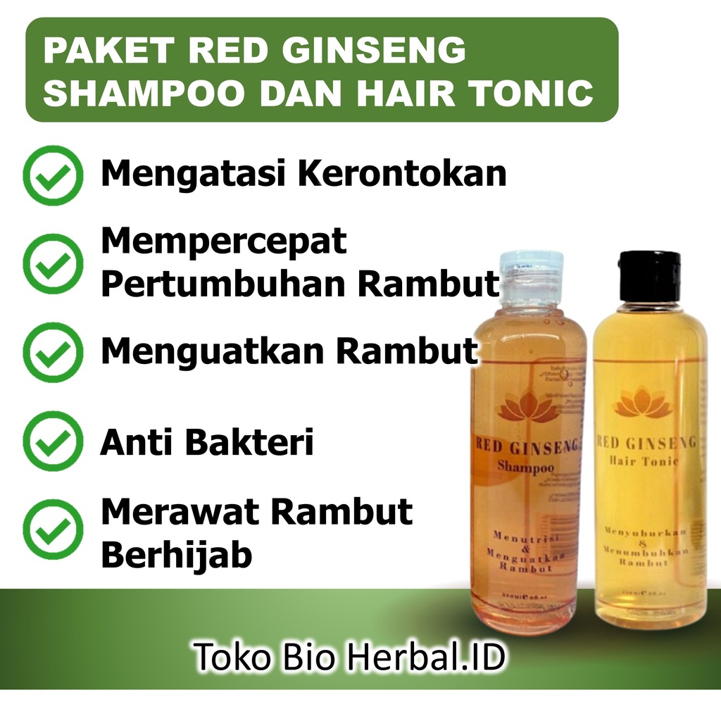 Paket Shampoo Rambut Rontok Dan Hair Tonic Rambut Rontok Penyubur Rambut Rontok Red Ginseng B6Q