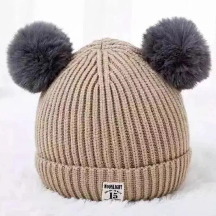 Kupluk Rajut Tebal Kualitas Terbaik Bear Baby Kids Hat High Quality// Kupluk Rajut Pompom// Kupluk rajut anak murah