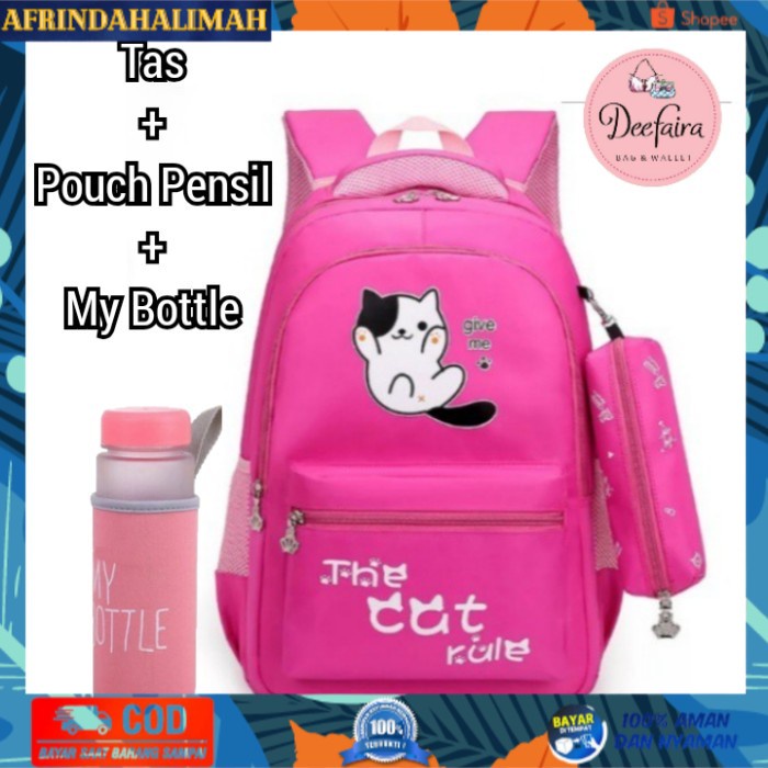 

[TERBARU] Tas Anak Perempuan Tas Wanita Tas Sekolah PAUD TK SD set 2in1 - Pink