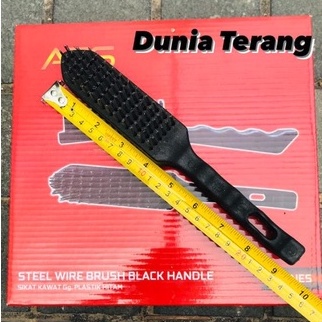 Sikat Baja ATS Gagang Plastik Hitam 6 baris - Sikat Kawat Baja gg Plastik Hitam - Sikat Kawat Kasar - Sikat Baja 6baris - Steel Wire Brush Black Handle ATS