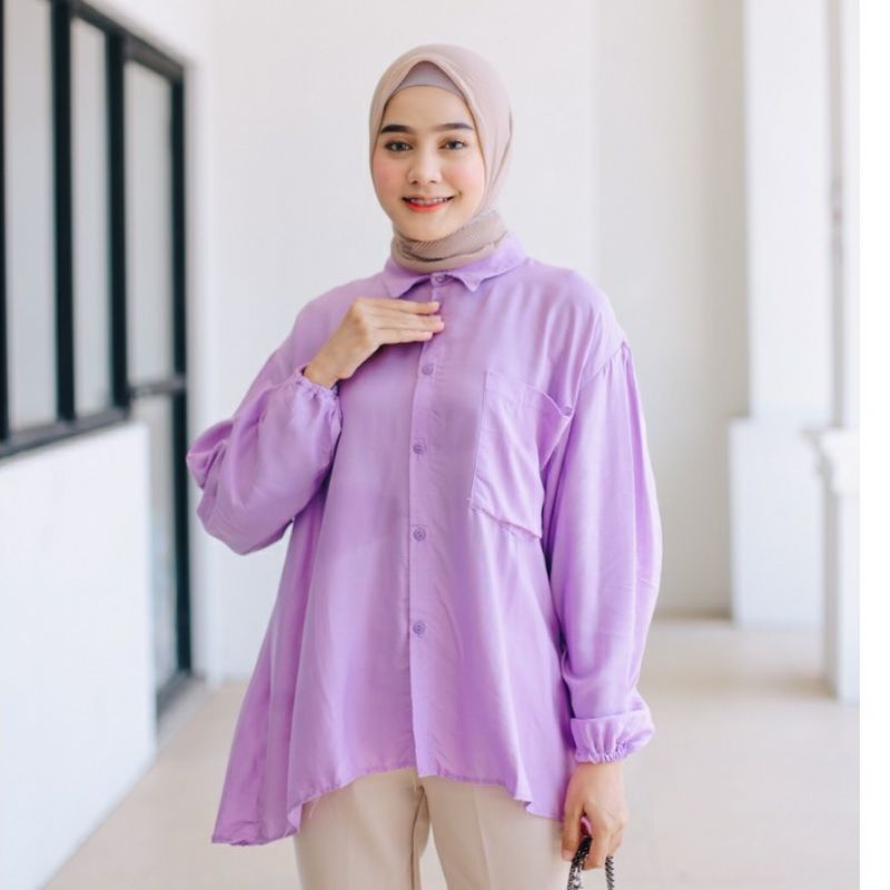 KEMEJA OVERSIZE JUMBO KATUN RAYON KEMEJA OVERSIZE BASIC KEMEJA KANTOR WANITA