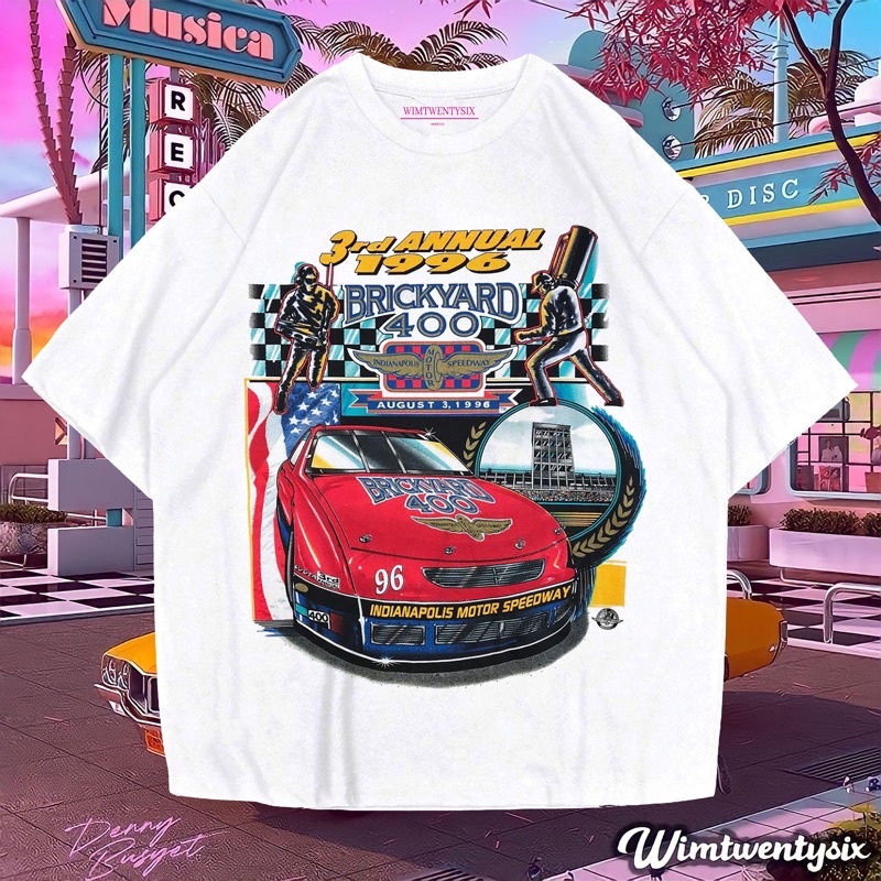 KAOS NASCAR BRICKYARD VINTAGE TEE (OVERSIZE WHITE T-SHIRT)