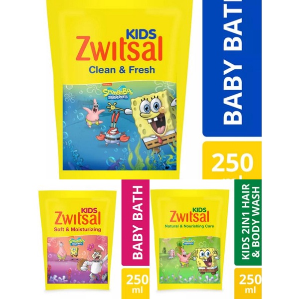 Zwitsal Kids Bubble Bath Beauty / Active 250ml Refill Pouch