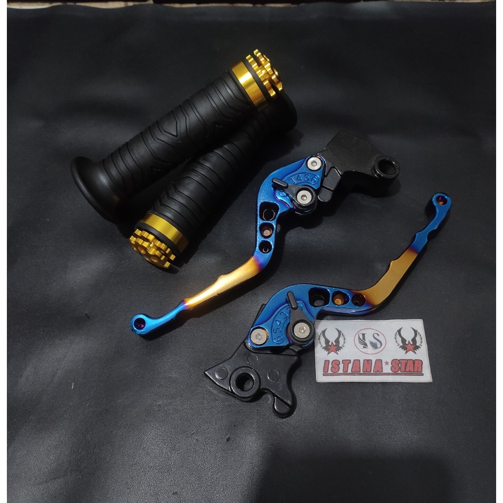 [PROMO] Handle REM dan KOPLING Stelan Variasi Motor FULL CNC Yamaha Vixion Old New RX King Scorpio Xabre R15 V3 New - TWO TONE HARGA 1 PAKET