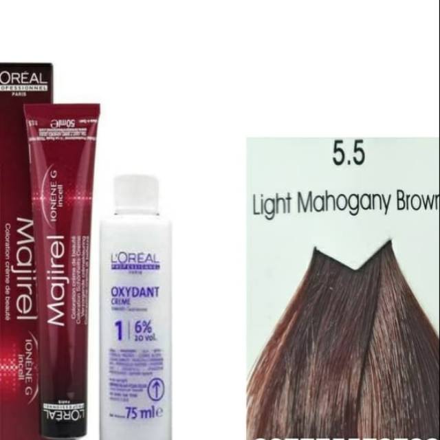 

loreal majirel 5.5 light mahogany brown+oxidan/pewarna rambut