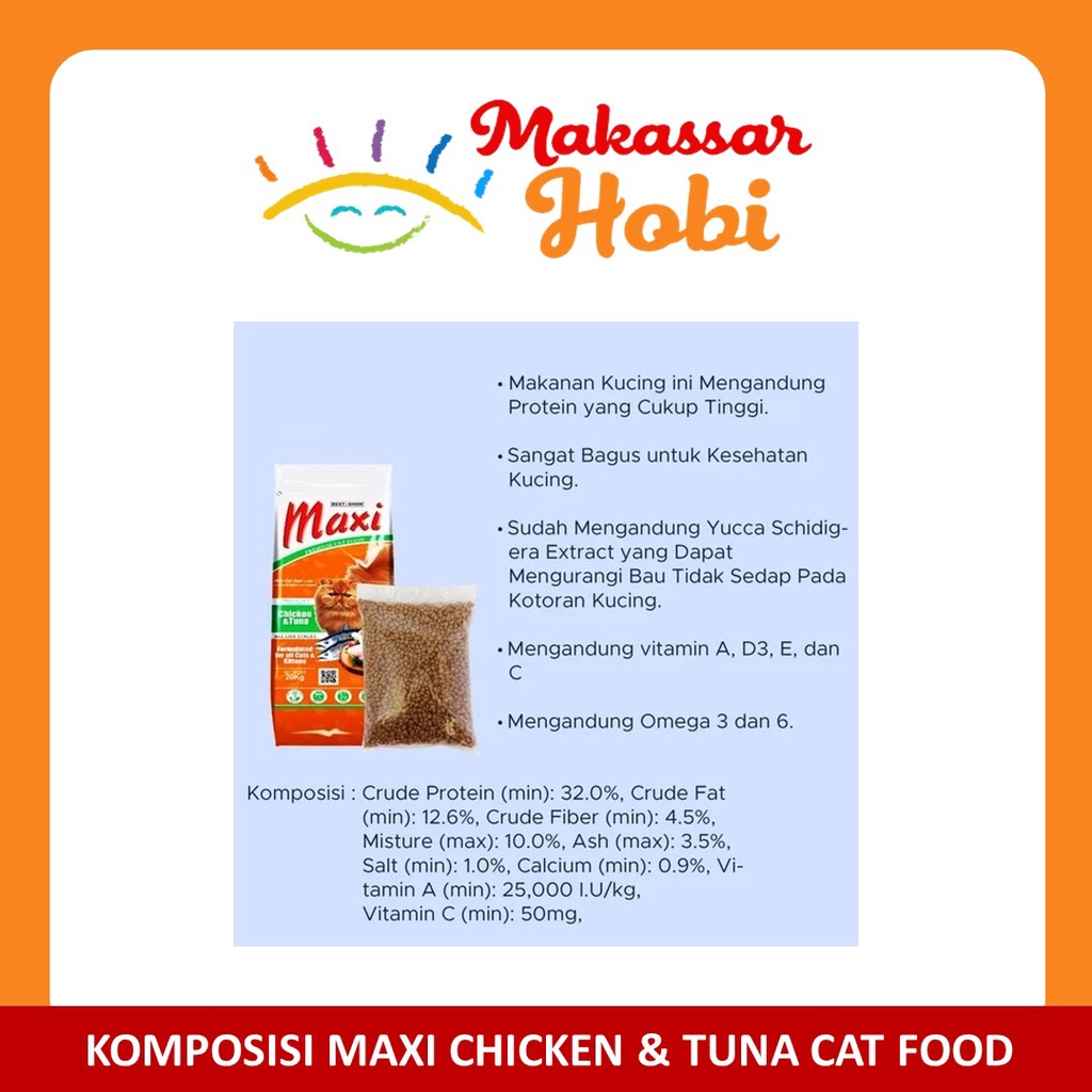 Makanan Kucing MAXI Chicken &amp; Tuna Cat Food Repack 1kg 1 Kg