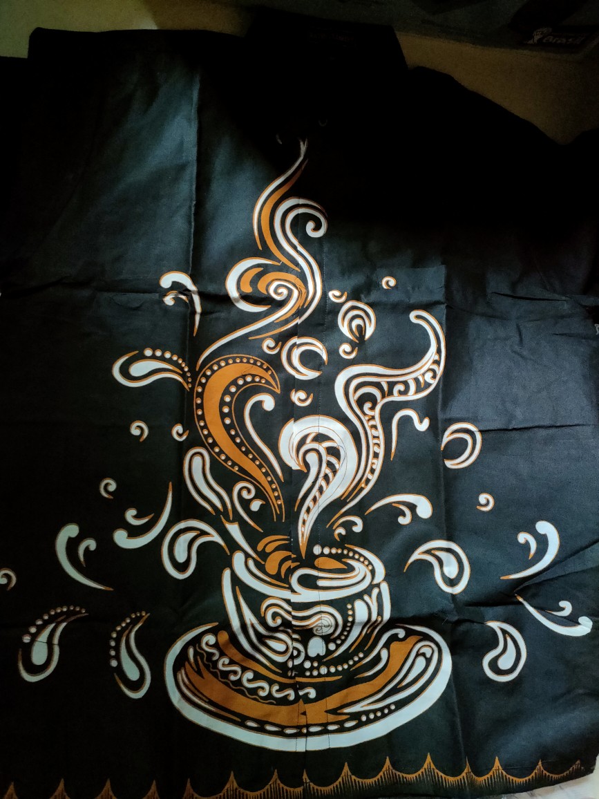 Batik Solo Aroma Kopi Pendek Kemeja Pria Katun Halus Sragenan Full Furing