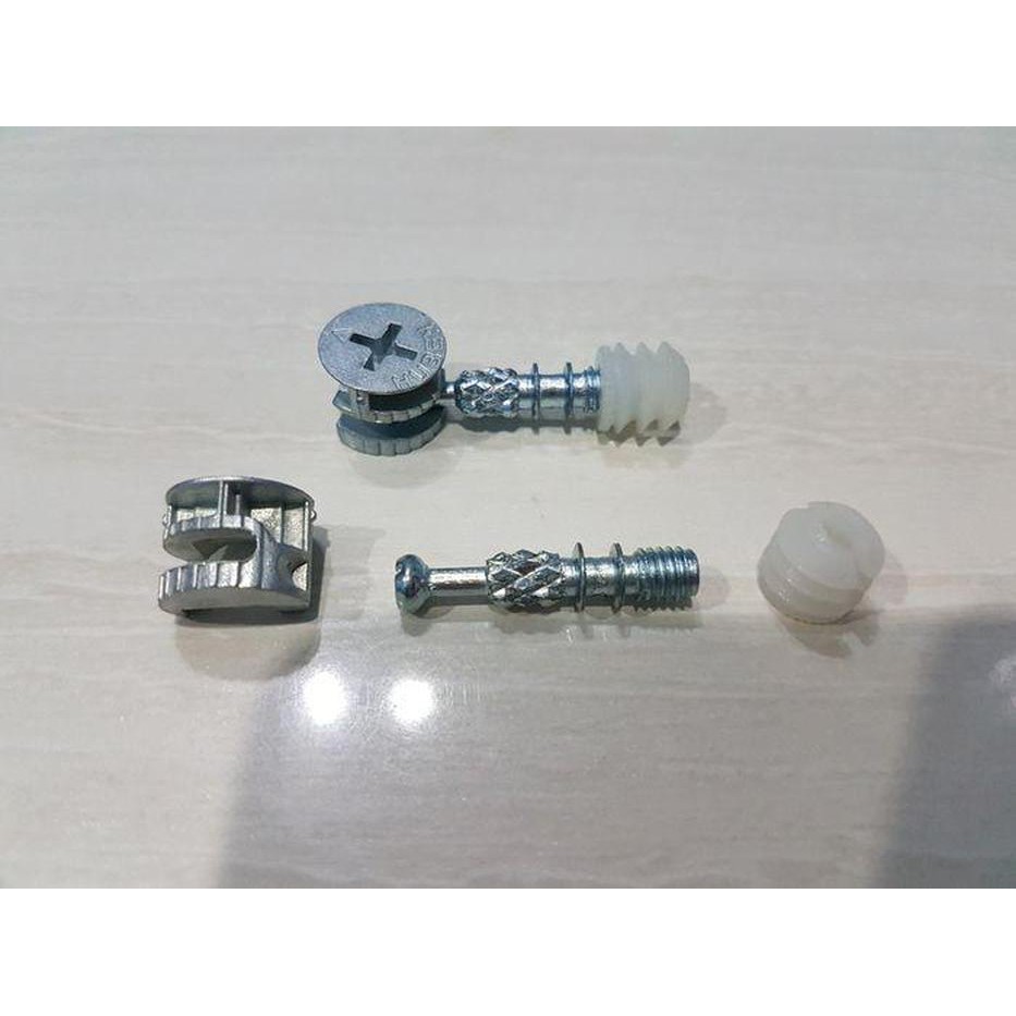 Furniture Knock Down SET Skrup Baut Minifix 30mm + Casing 15MM + Socket
