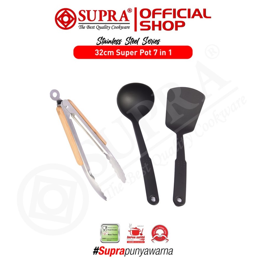 SUPRA Panci Stainless Steel 32 Cm Super Pot 7 in 1 - Panci Kukus Panci Masak Serbaguna