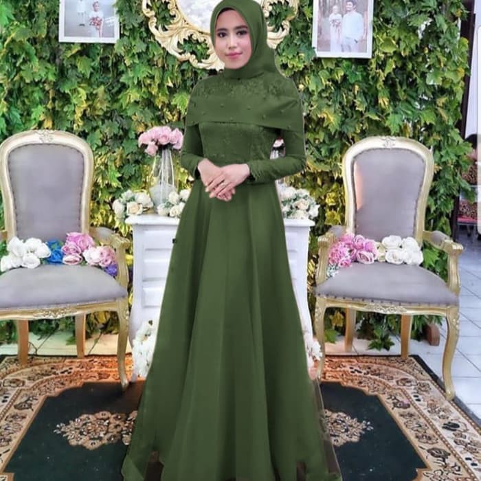 Gamis Putih Isabella tile maxi gamis velvet satin brukat rok putih hitam choco Terbaru Murah