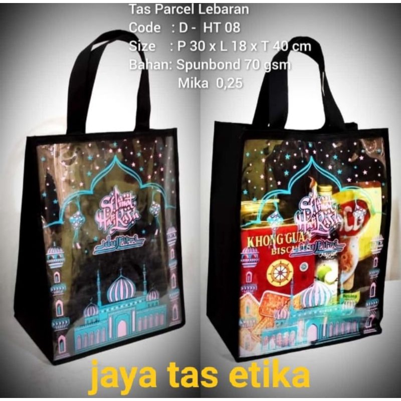 

tas parcel godiebag lebaran idul Fitri cover mika spunbond