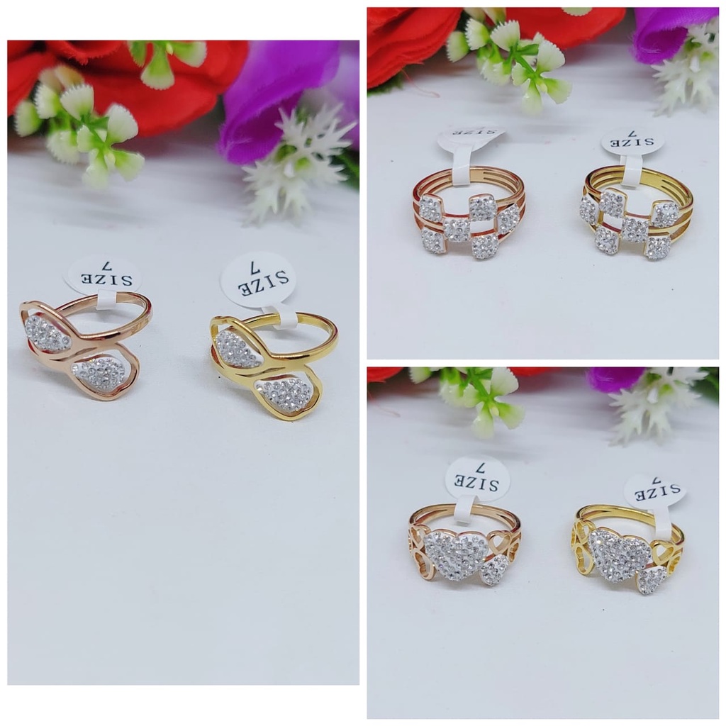 Cincin titanium full mata perhiasan wanita T0035-0037