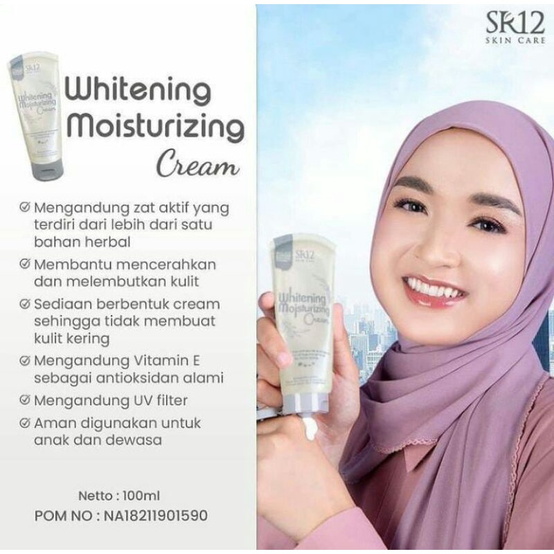 WHITENING MOISTURIZING CREAM SR12 / KRIM PELEMBAB / KRIM PENCERAH / CREAM PEMUTIH INSTAN KULIT WAJAH
