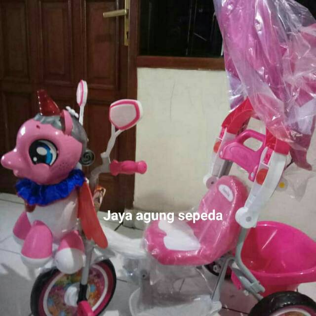 Sepeda roda tiga bayi Family Little Pony pengaman dorongan